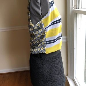Banana Republic yellow/navy stripe geometric tank